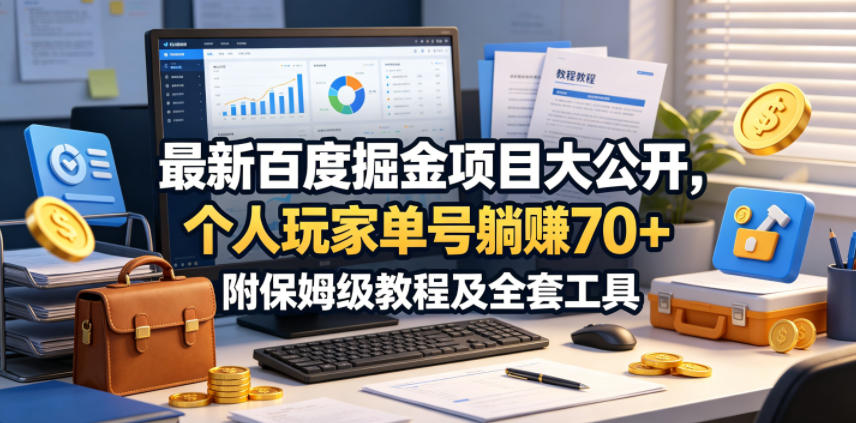 最新百度掘金项目大公开，个人玩家单号躺賺70+，附保姆级教程及全套工具【揭秘】-知创网