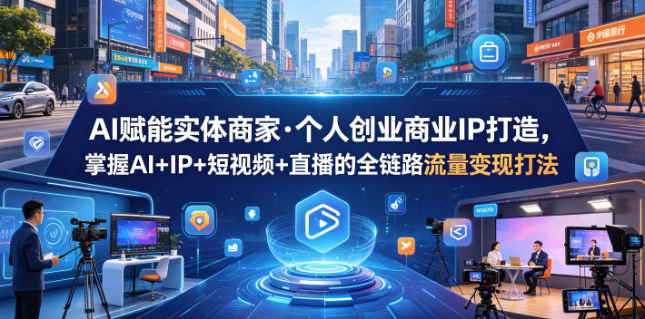 AI赋能实体商家·个人创业商业IP打造，掌握AI+IP+短视频+直播的全链路流量变现打法-知创网