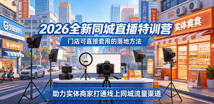 2026全新同城直播特训营，门店可直接套用的落地方法，助力实体商家打通线上同城流量渠道-知创网