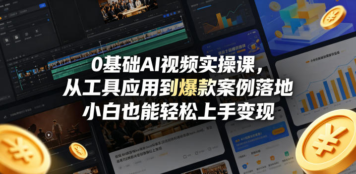0基础AI视频实操课，从工具应用到爆款案例落地，小白也能轻松上手变现-知创网