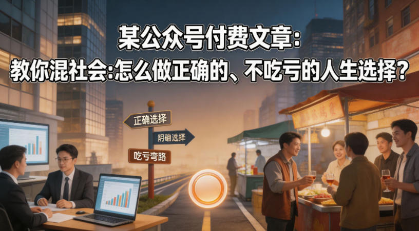 某公众号付费文章：教你混社会：怎么做正确的、不吃亏的人生选择？-知创网