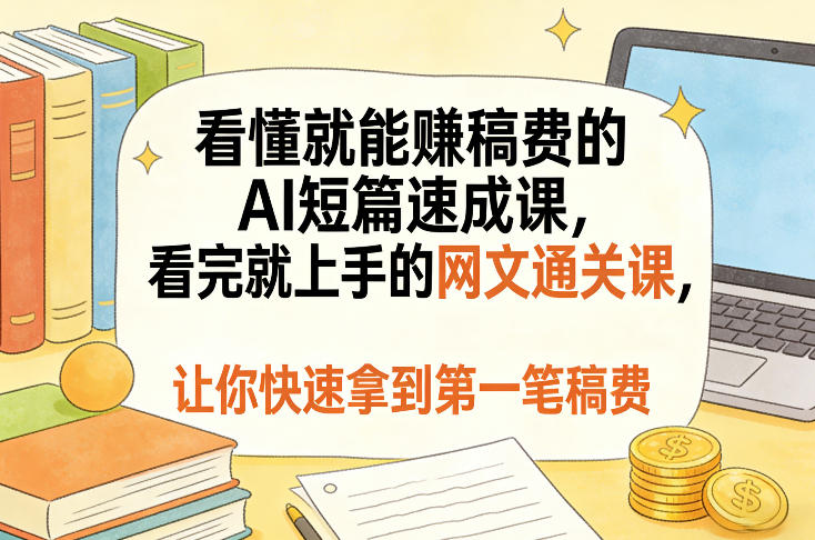 看懂就能賺稿费的AI短篇速成课，看完就上手的网文通关课，让你快速拿到第一笔稿费（更新5月）-知创网