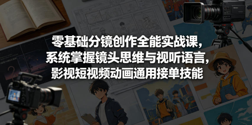 零基础分镜创作全能实战课，系统掌握镜头思维与视听语言，影视短视频动画通用接单技能-知创网