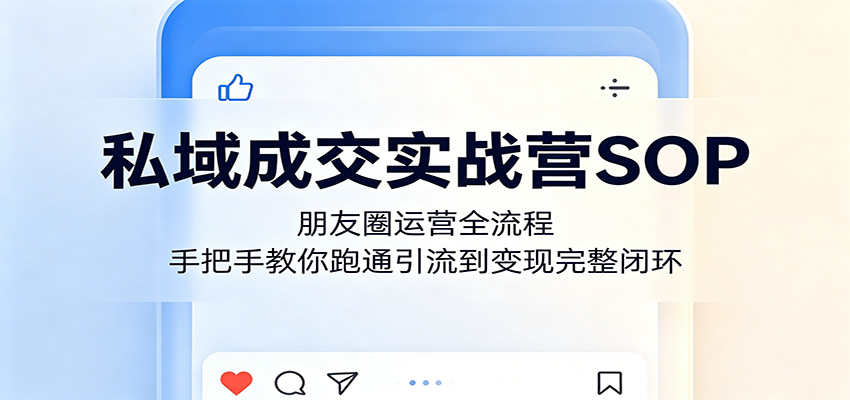 私域成交实战营SOP：朋友圈运营全流程，手把手教你跑通引流到变现完整闭环-知创网