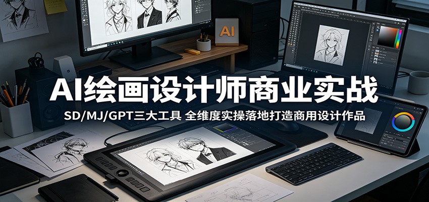 AI绘画设计师商业实战：SD/MJ/GPT三大工具，全维度实操落地打造商用设计作品-知创网