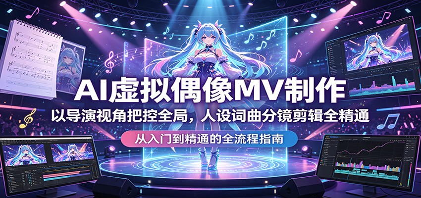AI虚拟偶像MV制作：以导演视角把控全局，人设词曲分镜剪辑全精通-知创网