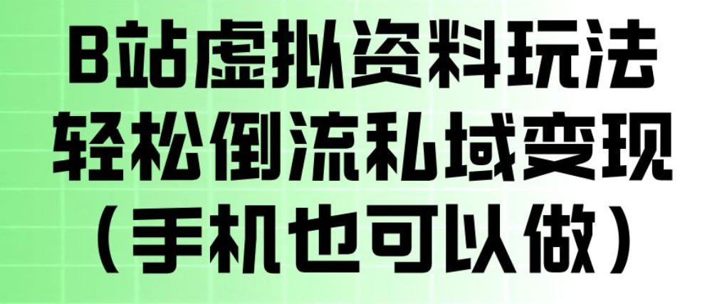 B站虚拟资料玩法，轻松倒流私域变现，一部手机就可以做-知创网