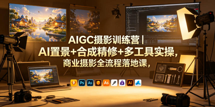 AIGC摄影训练营｜AI置景+合成精修+多工具实操，商业摄影全流程落地课-知创网