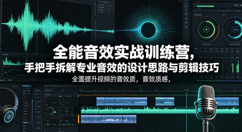 全能音效实战训练营，手把手拆解专业音效的设计思路与剪辑技巧，全面提升视频的音效质感-知创网