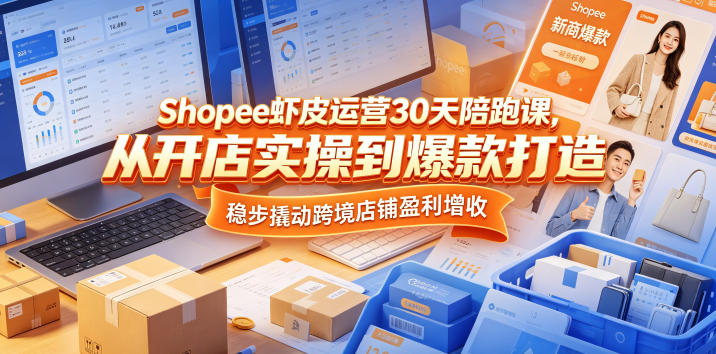 Shopee虾皮运营30天陪跑课，从开店实操到爆款打造，稳步撬动跨境店铺盈利增收-知创网