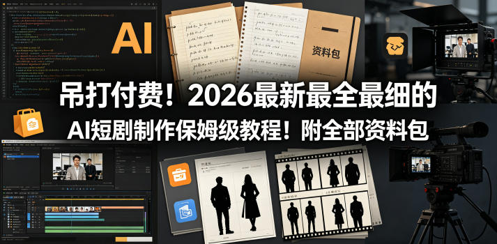 吊打付费!2026最新最全最细的AI短剧制作保姆级教程!附全部资料包-知创网