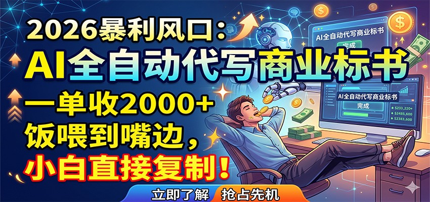 AI全自动代写商业标书，一单收2000+，饭喂到嘴边，小白直接复制-知创网
