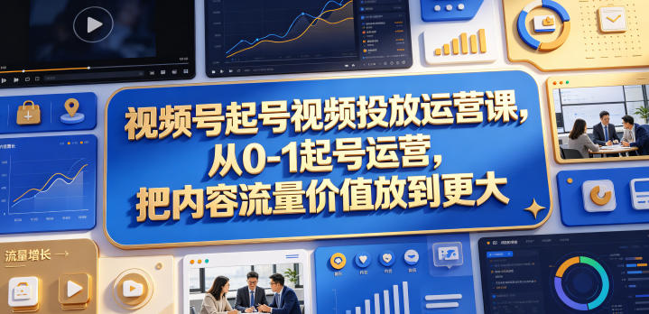 视频号起号视频投放运营课，从0-1起号运营，把内容流量价值放到更大-知创网