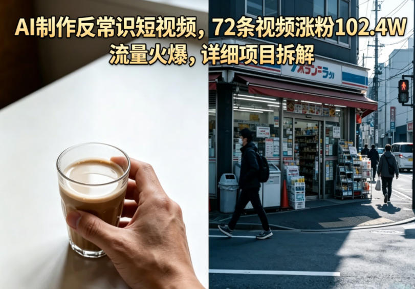 AI制作反常识短视频,72条视频涨粉102.4W,流量火爆,详细项目拆解-知创网