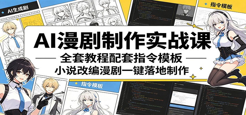 AI漫剧制作实战课：全套教程配套指令模板，小说改编漫剧一键落地制作-知创网