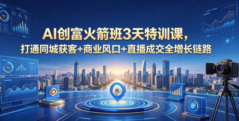 AI创富火箭班3天特训课,打通同城获客+商业风口+直播成交全增长链路,2026年4月新课-知创网