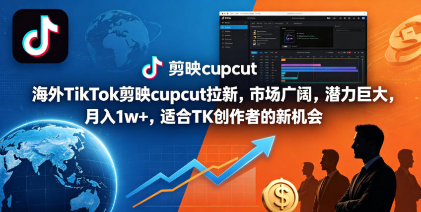 海外TikTok剪映cupcut拉新，市场广阔，潜力巨大，月入1w+，适合TK创作者的新机会-知创网