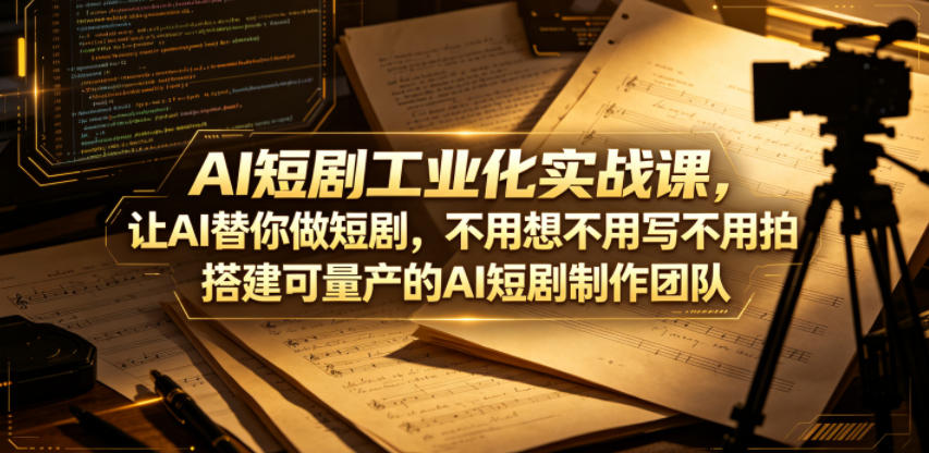 AI短剧工业化实战课，让AI替你做短剧，不用想不用写不用拍，搭建可量产的AI短剧制作团队-知创网