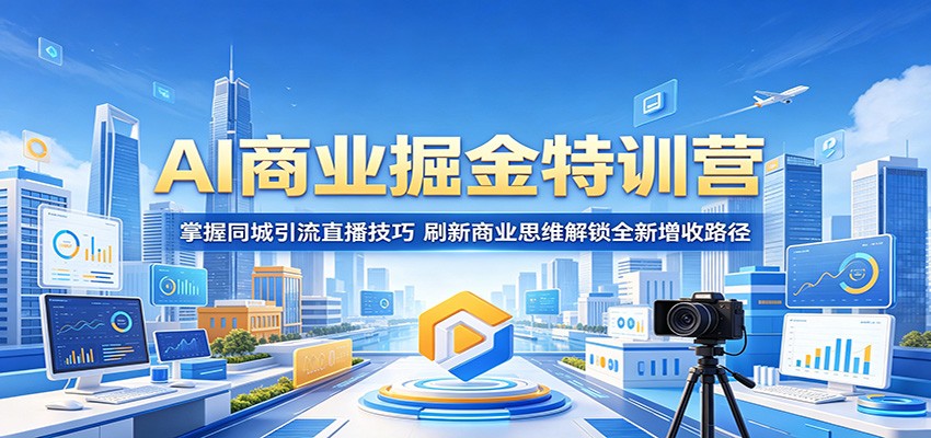 AI商业掘金特训营：掌握同城引流直播技巧，刷新商业思维解锁全新增收路径-知创网