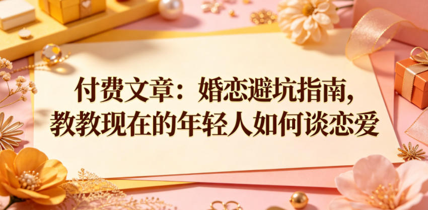 付费文章：婚恋避坑指南，教教现在的年轻人如何谈恋爱-知创网