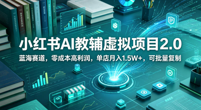 小红书AI教辅虚拟项目2.0，蓝海赛道，零成本高利润，单店月入1.5W+，可批量复制-知创网