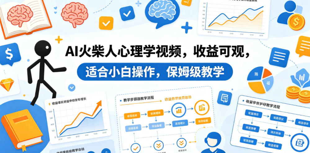 AI火柴人心理学视频，收益可观，适合小白操作，保姆级教学-知创网