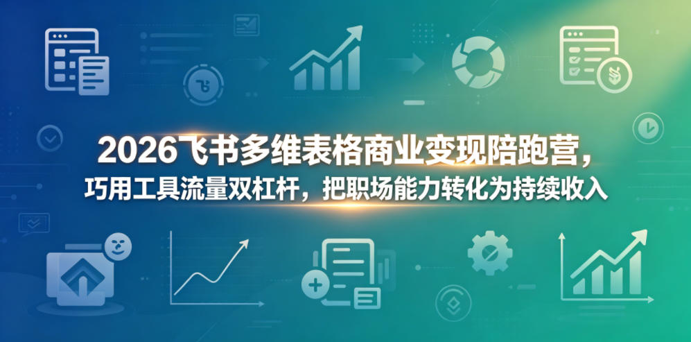 2026飞书多维表格商业变现陪跑营，巧用工具流量双杠杆，把职场能力转化为持续收入-知创网