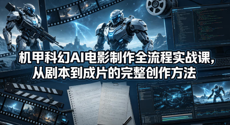 机甲科幻AI电影制作全流程实战课，从剧本到成片的完整创作方法-知创网