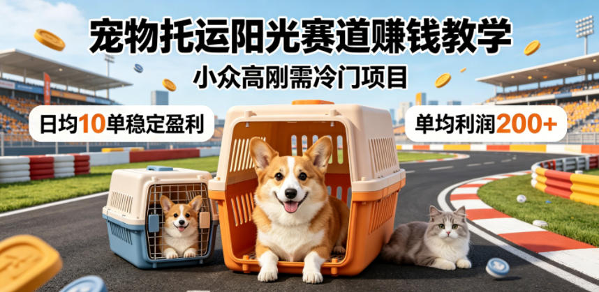 宠物托运阳光赛道賺钱教学，小众高刚需冷门项目，日均10单稳定盈利，单均利润200+-知创网