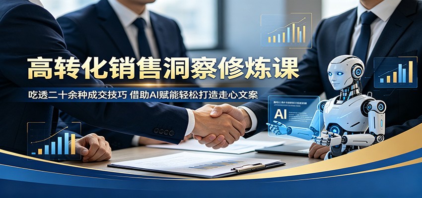 高转化销售洞察修炼课：吃透二十余种成交技巧，借助AI赋能轻松打造走心文案-知创网