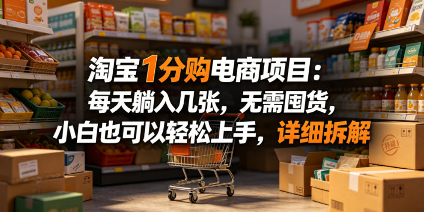 淘宝1分购电商项目：每天躺入几张，无需囤货，小白也可以轻松上手，详细拆解-知创网