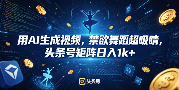 用AI生成视频，禁欲舞蹈超吸睛，头条号矩阵日入1k+-知创网