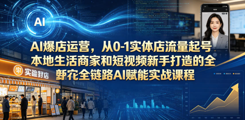 AI爆店运营，从0-1实体店流量起号，本地生活商家和短视频新手打造的全链路AI赋能实战课程-知创网