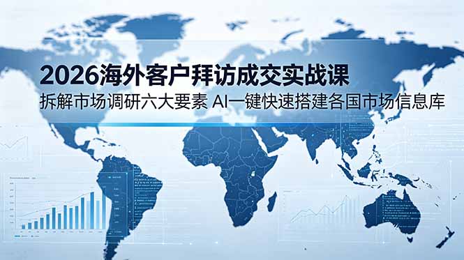(18992期)2026海外客户拜访成交实战课:拆解市场调研六大要素,AI一键快速搭建各国市场信息库-知创网