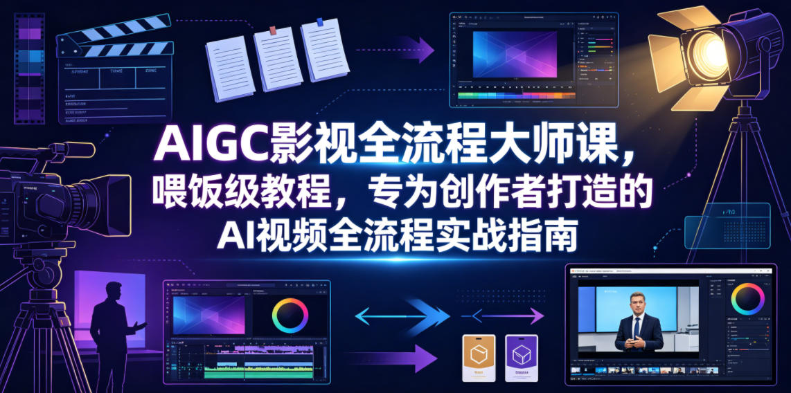 AIGC影视全流程大师课，喂饭级教程，专为创作者打造的AI视频全流程实战指南-知创网