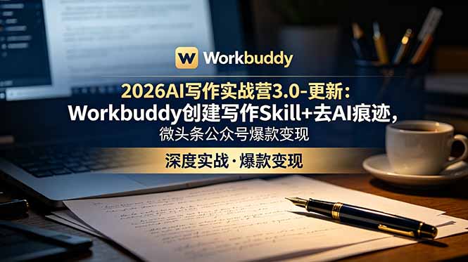 (18995期)2026AI写作实战营3.0-更新:Workbuddy创建写作Skill+去AI痕迹,微头条公众号爆款变现-知创网