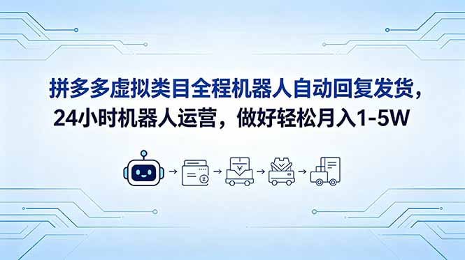 （18715期）拼多多虚拟类目全程机器人自动回复发货，24 小时机器人运营，做好轻松月入 1-5W-知创网