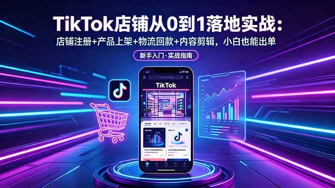 （18862期）TikTok店铺从0到1落地实战：店铺注册+产品上架+物流回款+内容剪辑，小白也能出单-知创网