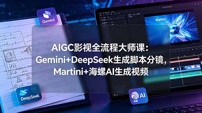 （19008期）AIGC影视全流程大师课：Gemini+DeepSeek生成脚本分镜，Martini+海螺AI生成视频-知创网