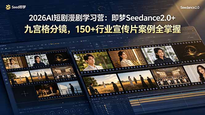 （19055期）2026AI短剧漫剧学习营：即梦Seedance2.0+九宫格分镜，150+行业宣传片案例全掌握-知创网