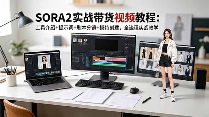 （18718期）SORA2实战带货视频教程：工具介绍+提示词+剧本分镜+模特创建，全流程实战教学-知创网