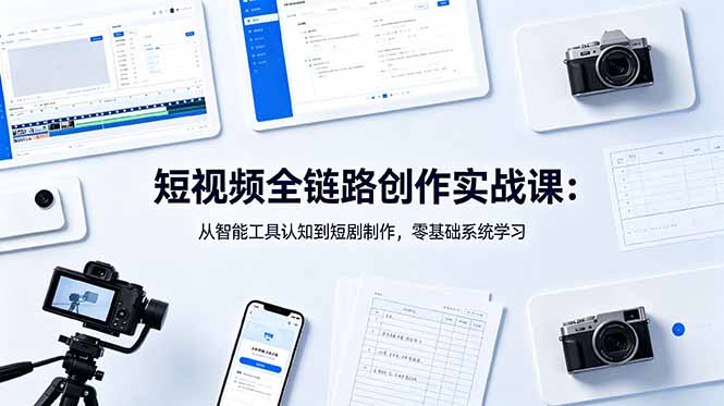 （18683期）短视频全链路创作实战课：从智能工具认知到短剧制作，零基础系统学习-知创网