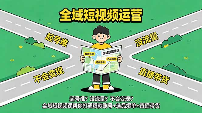 （18877期）起号难？没流量？不会变现？全域短视频课帮你打通爆款账号+选品爆单+直播带货-知创网