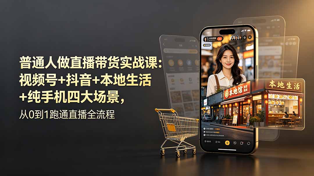 （19111期）普通人做直播带货实战课：视频号+抖音+本地生活+纯手机四大场景，从0到1跑通直播全流程-知创网
