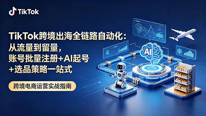 （18907期）TikTok跨境出海全链路自动化：从流量到留量，账号批量注册+AI起号+选品策略一站式-知创网