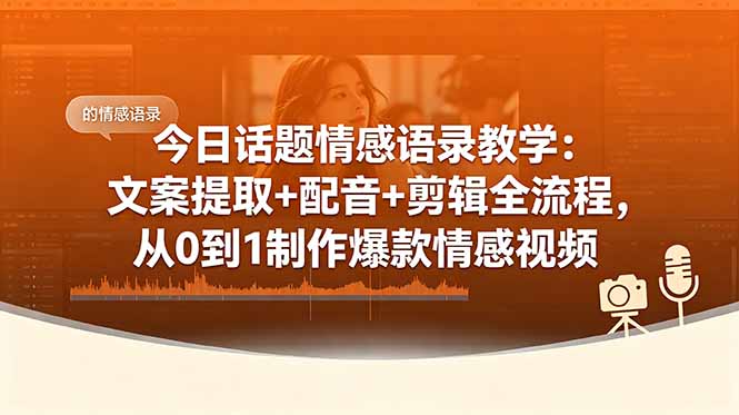 （18719期）今日话题情感语录教学：文案提取+配音+剪辑全流程，从0到1制作爆款情感视频-知创网