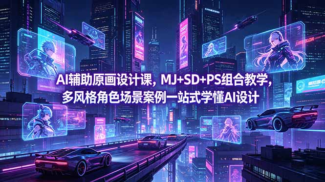 （18731期）AI辅助原画设计课，MJ+SD+PS组合教学，多风格角色场景案例一站式学懂AI设计-知创网