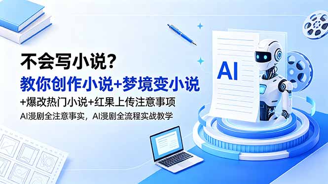 (18801期)不会写小说?教你创作小说+梦境变小说+爆改热门小说+红果上传注意事项,AI漫剧全流程实战教学-知创网