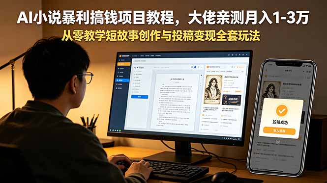 （18898期）AI小说暴利搞钱项目教程，大佬亲测月入1-3万，从零教学短故事创作与投稿变现全套玩法-知创网