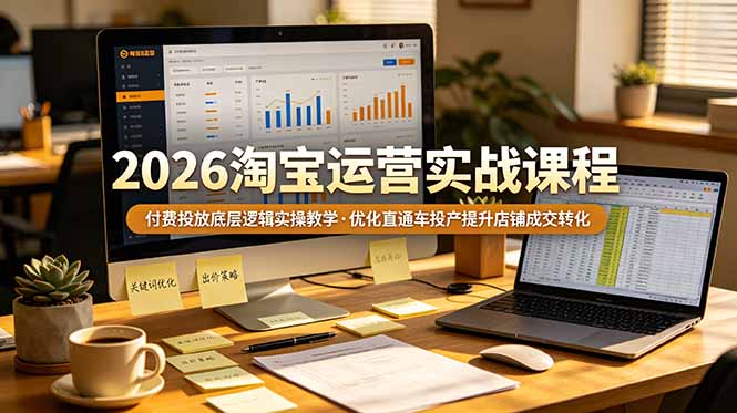 （19075期）2026 淘宝运营实战课程，付费投放底层逻辑实操教学，优化直通车投产提升店铺成交转化-知创网